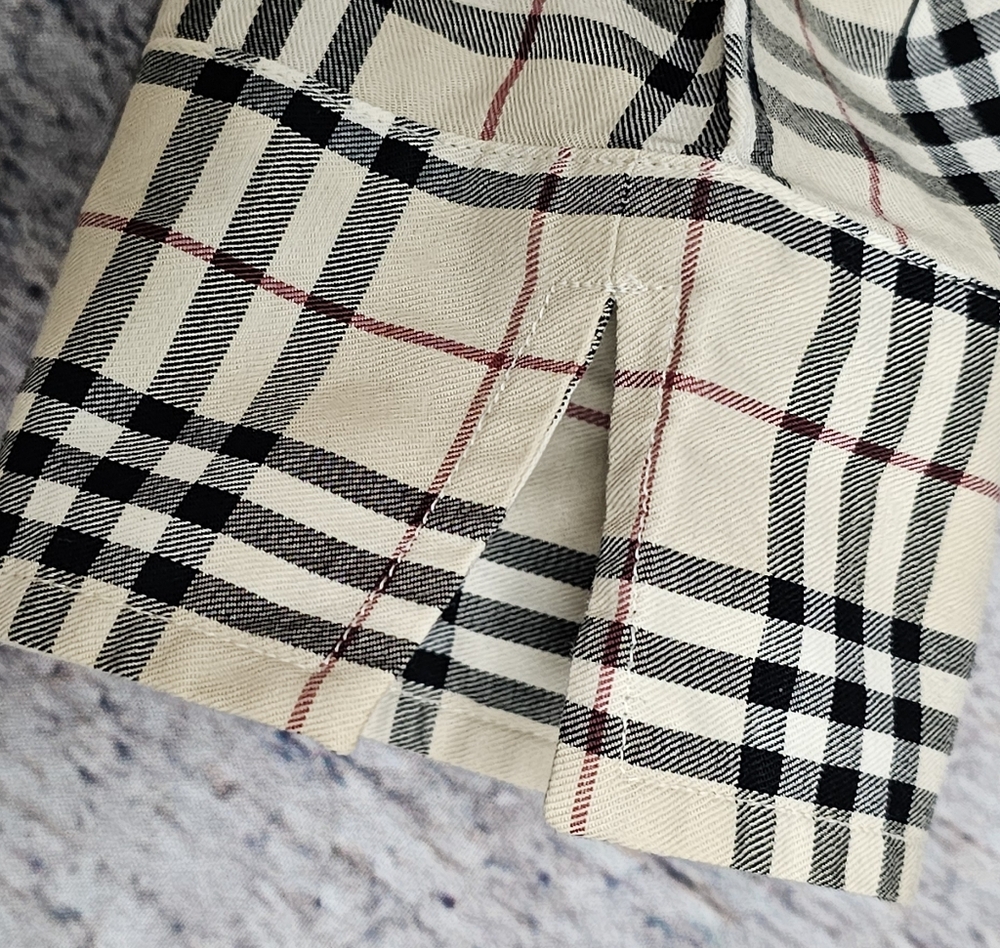 Burberry London Nova Check Plaid 3/4 Split Sleeve Button Up Shirt Size Small - Picture 8 of 12